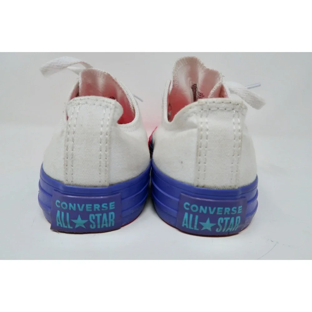 Converse Girl's Size 2 Pink Blue White Racer Sneakers‎ Shoes 664198F